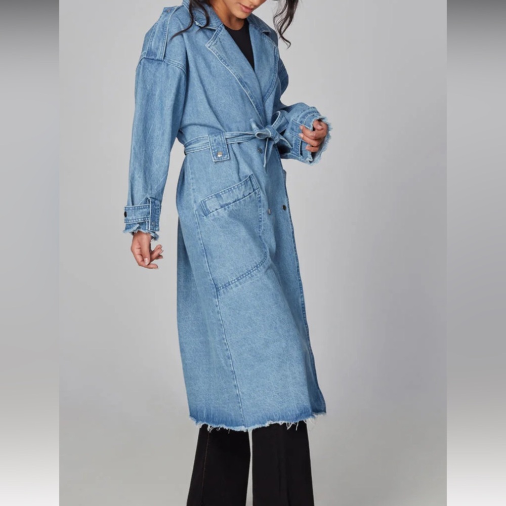 LOLA JEANS Avery-Pb Denim Trench Coat size S Excellent Condition - Picture 2 of 7